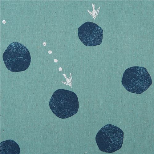 echino embellished dot canvas fabric in sea green