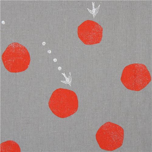 grey Japanese embellished canvas fabric by echino with dots