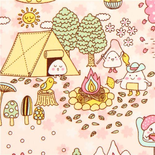 kawaii Onigiri Japanese rice balls fabric from the USA