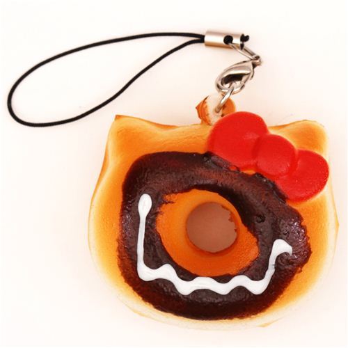 Hello Kitty brown donut squishy charm for cellphone or bag
