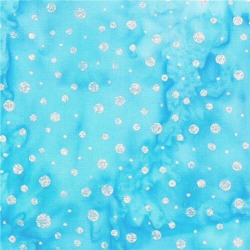 Robert Kaufman light blue and metallic silver mini dot fabric