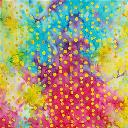rainbow batik fabric with polka dots by Timeless Treasures