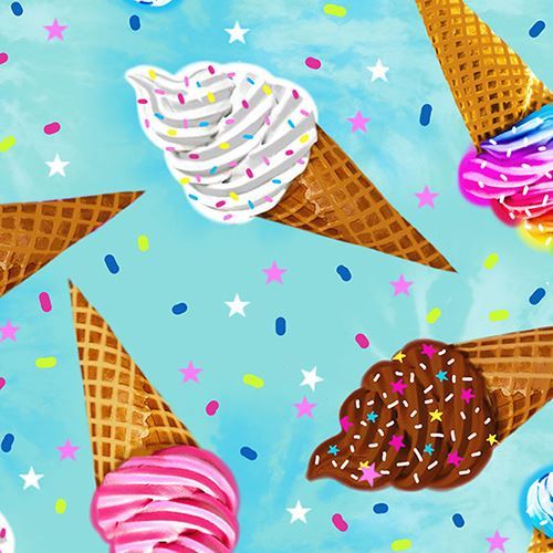 colorful ice cream fabric by Timeless Treasures in aqua