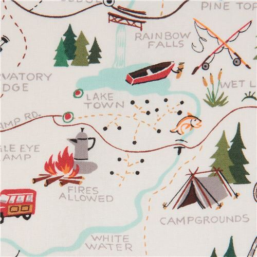 cream Alexander Henry fabric Christmas A Sugar Mountain Trail Map