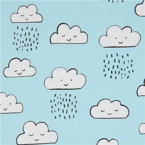 light blue Robert Kaufman fabric with white clouds