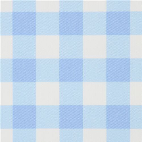 twill fabric by Kokka with white and blue checkered pattern