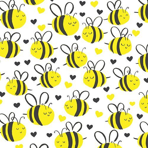 white fabric with yellow bees by Timeless Treasures