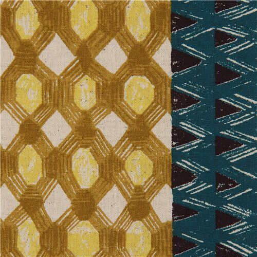 natural color honeycomb pattern canvas fabric by Kokka