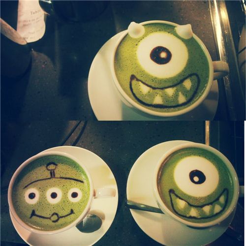 Super cool Monsters University and Toy Story lattes, picture from Cafe R&C Facebook page