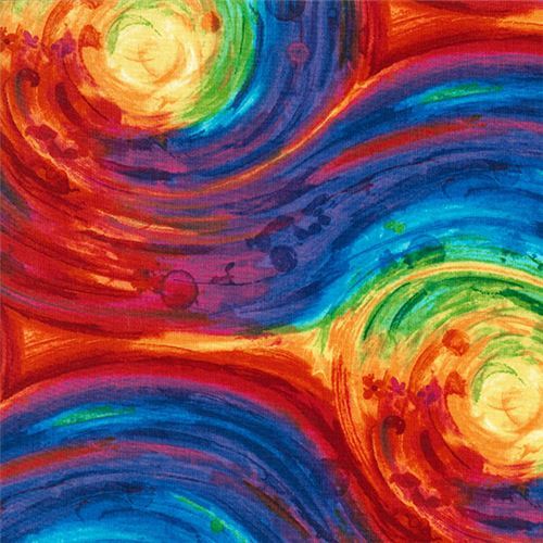 green blue purple colorful swirl fabric by Timeless Treasures 