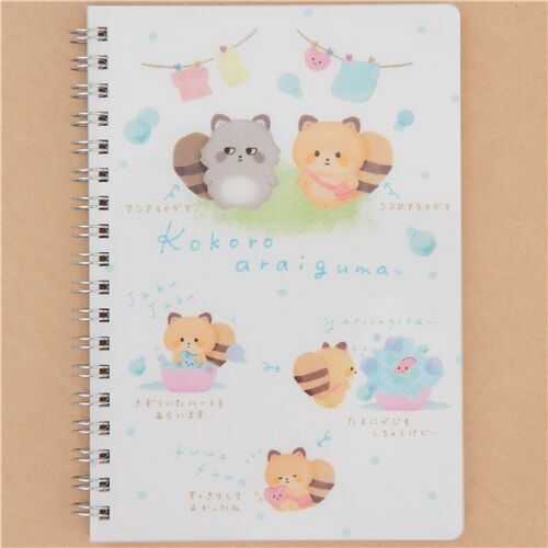 white Kokoro Araiguma raccoon ring binder notebook by San-X