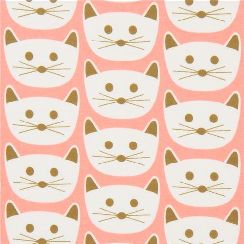 peach knit fabric with cat animal
