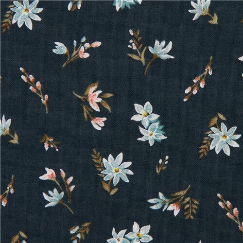 dark green-blue small tossed flower fabric by Liberty Fabrics