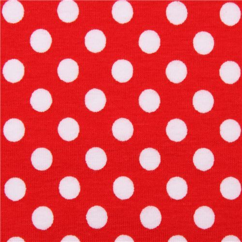 red Riley Blake polka dot knit fabric from the USA