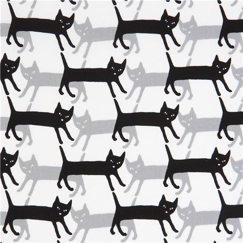 white Robert Kaufman grey black cat fabric Sevenberry Mini Prints