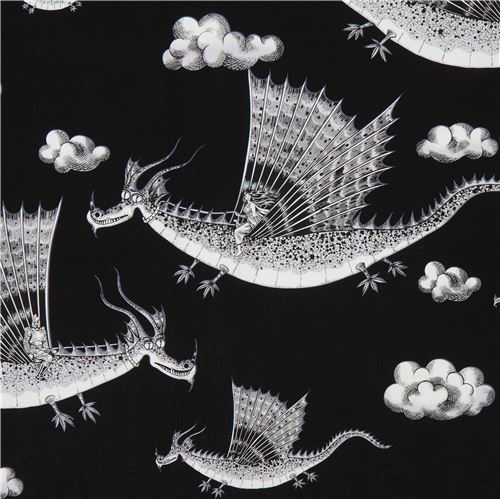 black Alexander Henry dragon fabric