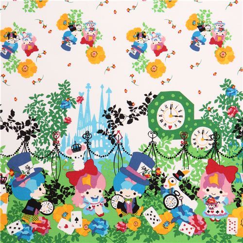 double border Little Twin Stars Alice in Wonderland Sanrio oxford fabric Japan