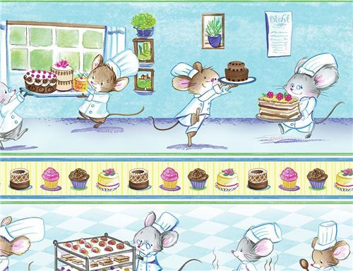 Timeless Treasures mouse pastry chef stripe fabric