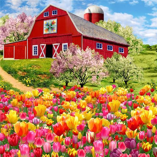tulip farm panel fabric by Timeless Treasures