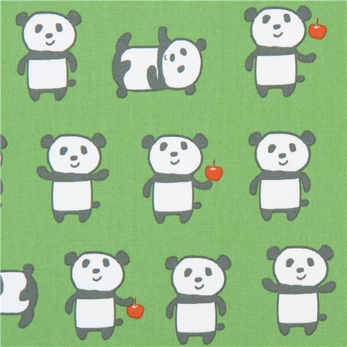 green with cute funny panda animal oxford fabric from Japan