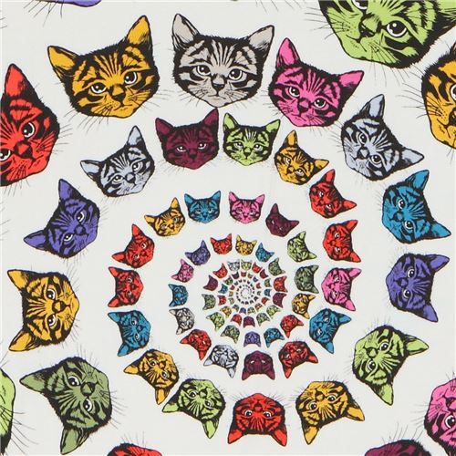 cat fabric by Alexander Henry in off-white