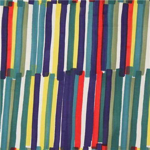 Kokka nani iro double gauze fabric with dark green and blue stripes