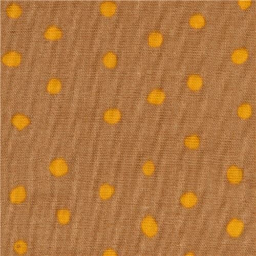 nani iro ocre polka dot double gauze fabric by Kokka in brown