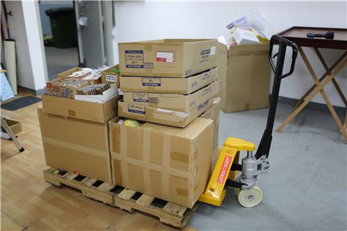 Everything is packed on pallets 
