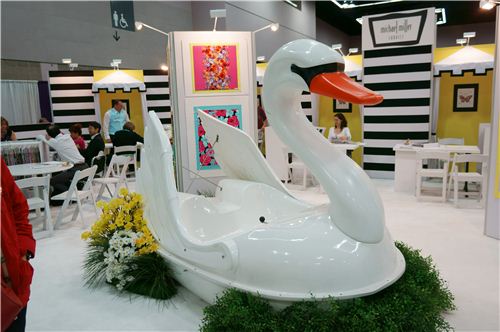 this big swan paddleboat was the eye-catcher at the Michael Miller fabric