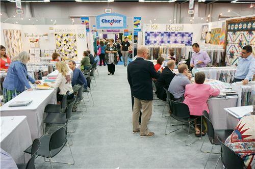 This area from the Robert Kaufman booth was dedicated to quilts