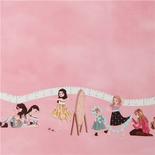 pink Michael Miller Little Sewists double border fabric
