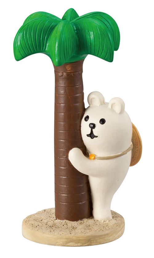 cream bear with palm tree figurine Japan