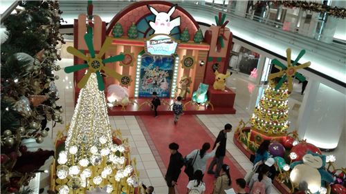 A Pokemon stage set and display in a shopping mall A Pokemon stage set and display in a shopping mall