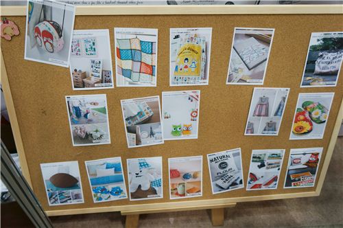 An inspiration board with examples of what to sew