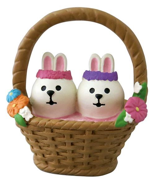 rabbit in a basket figurine from Japan