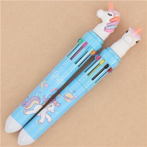 random blue 10 color unicorn ballpoint pen