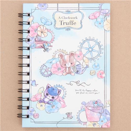 cute colorful ring binder notebook with bear cat flower
