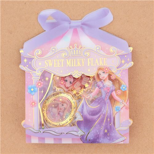cute Rapunzel hard flake sticker gold metallic embellishment