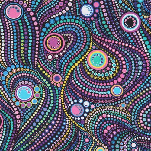 Robert Kaufman Effervescence Digital fabric with blue and purple dots