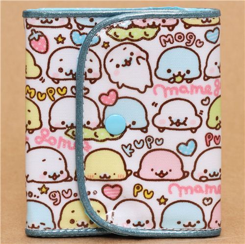 white Mamegoma seals wallet with glitter from Japan