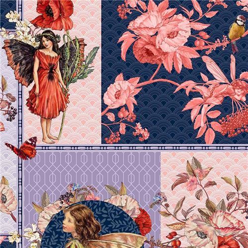 colorful Michael Miller fairy  and elderberry flower collage fabric