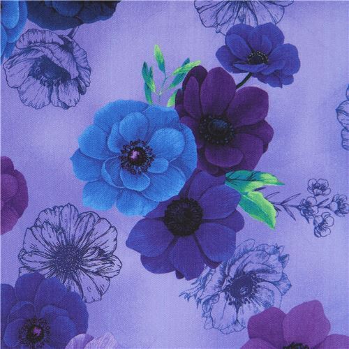 Timeless Treasures purple fabric with flowers