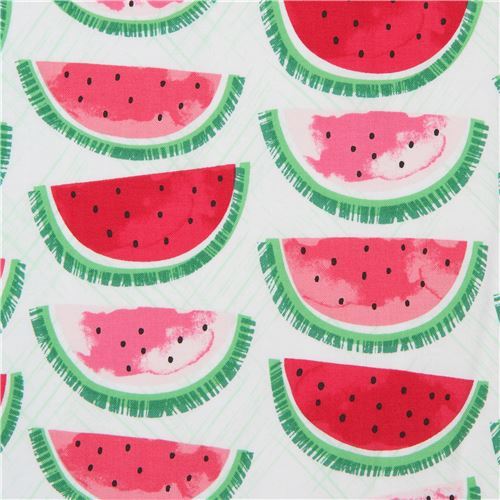 watermelon slice fabric by Timeless Treasures in white