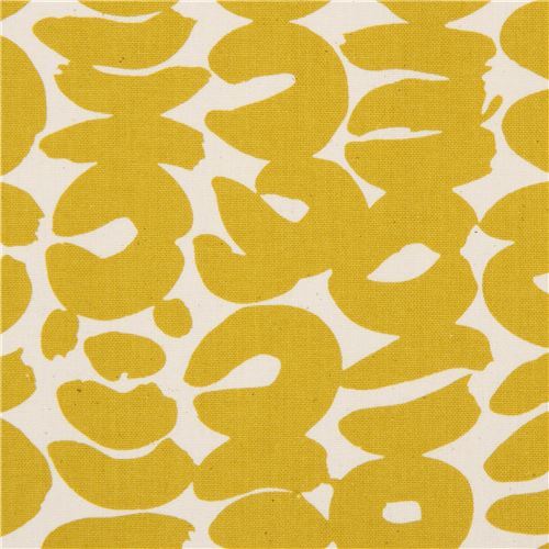 canvas fabric with mustard yellow leopard print shape by Kokka