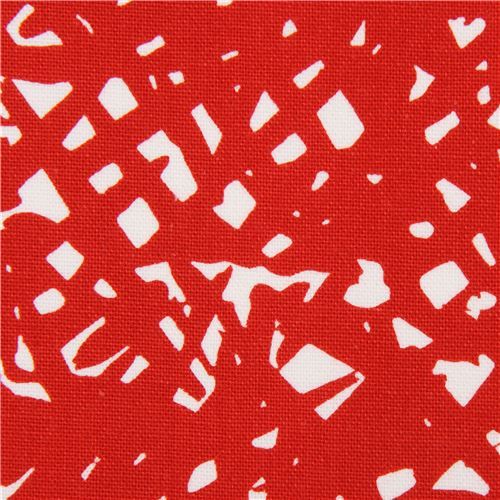 red Canvas fabric light cream shape Kokka Japan