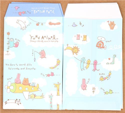 kawaii blue cloud animals  mini envelope Japan