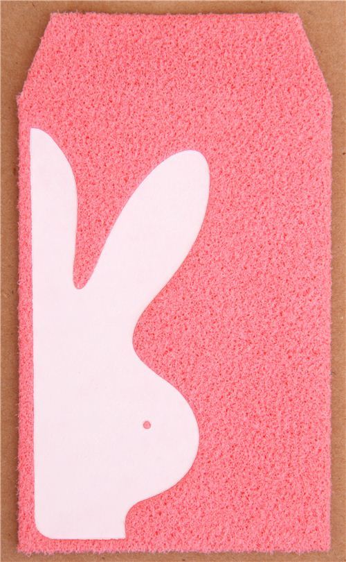 pink plush rabbit mini envelope Set from Japan