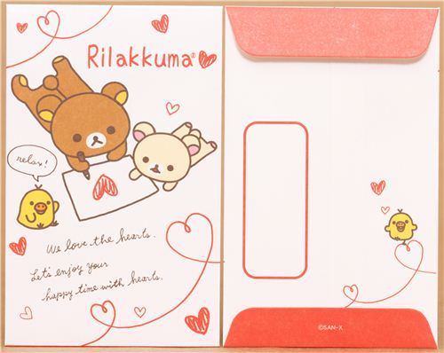 white Rilakkuma bear mini envelopes heart