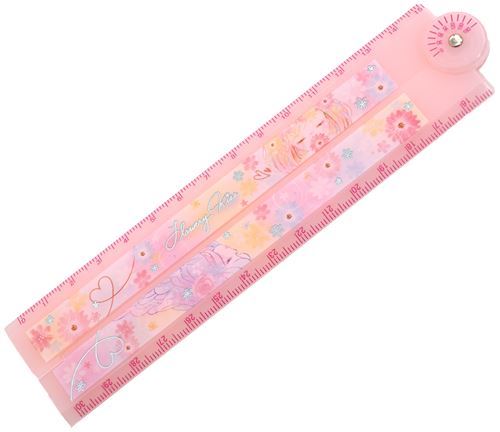pink cute flower children ruler silver metallic from Japan by Kamio