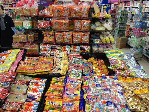 big tables full of candy